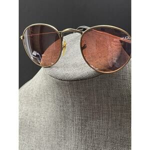 Stratus Aviator Sunglasses Gold Tone Metal Frame Reddish Brown Lenses Sunnies